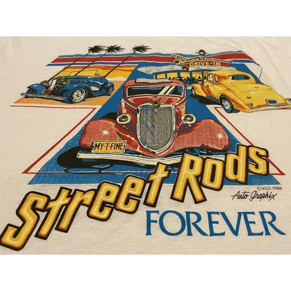 VINTAGE 1986 STREET RODS FOREVER JOHNNY’S MEN SHIRT SIZE LARGE PERFECT CONDITION - Picture 8 of 11